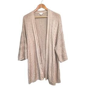 J Jill Open Cardigan 2X Plus Cotton Blend Oatmeal Layering